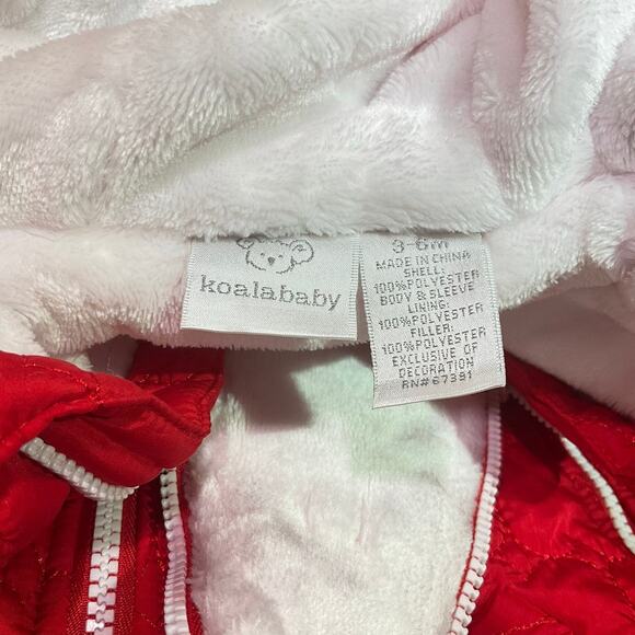 Baby Snow Suit 3M - 6M Fleece Lining Hoodie Quited Water Resistant, Red - Picture 3 of 10